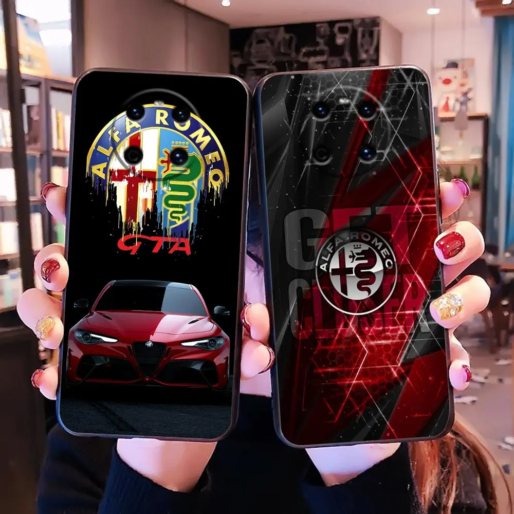 

Luxury Car A-Alfa R-Romeo Phone Funda Coque Case For HUAWEI P50 P40 P30 P20 P10 P9 P8 MATE 30 20 20X 10 9 8 TPU Case Capa Shell