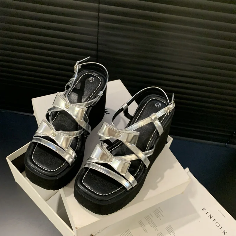 Сандалии женские на платформе босоножки массивной подошве высокий каблук с