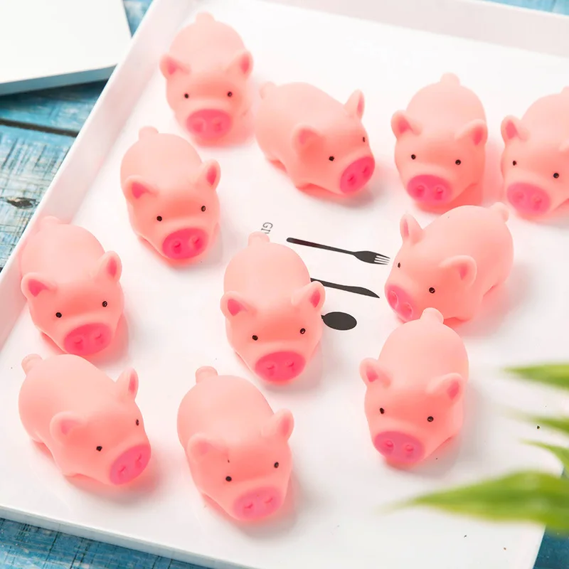 5Pcs/lot Mini Dog Toys Cute Pink Pig Screaming Rubber Pet Toys Squeak Squeaker Chew Squeeze Toys Gifts Home Ornaments 4.5cm