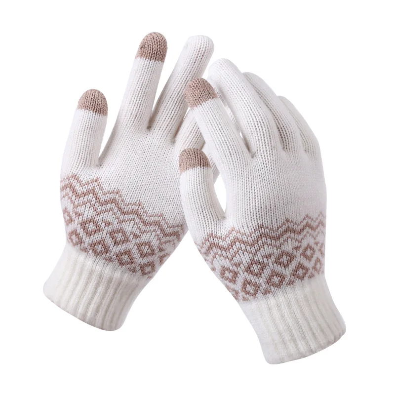 

Winter Touch Screen Gloves Unisex Knitted Woolen Warm Women Full Finger Women Mitten Outdoor Cycling Thicken Gloves Guantes