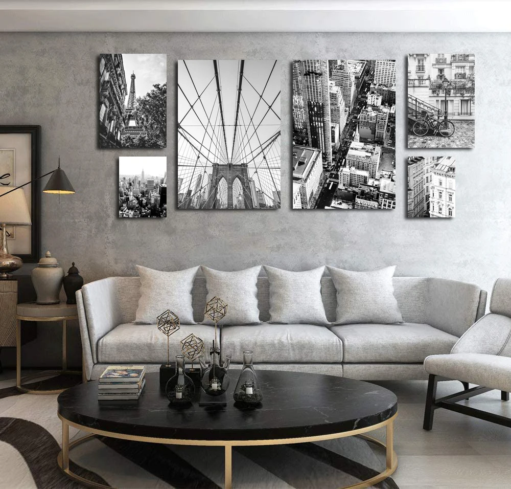 

Black White Paris Tower Brooklyn Bridge Wall Art Canvas Painting Nordic Posters And Prints Wall Pictures For Living Room Decor