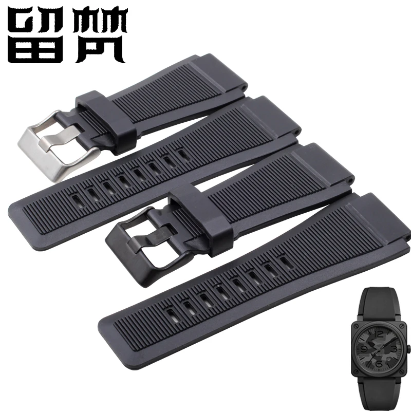 

Men's and women's rubber watches with pin buckle suitable for Bell Ross BR01 34*24mm High quality waterproof silicone strap