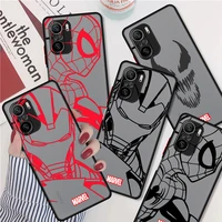matte case for xiaomi redmi note 11 10 9 8 pro 10s 9s 7 9a 9c 9t 8t k40 soft edge hard phone cover marvel iron man spiderman sac