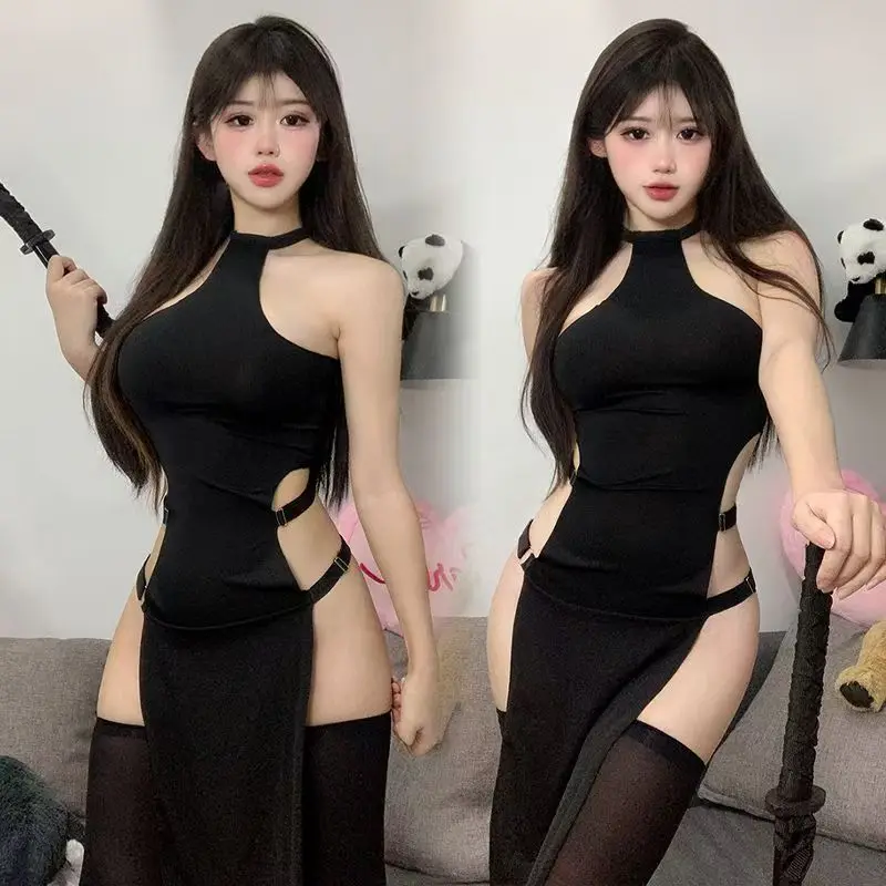 Европа и Америка горячая сексуальная висячая шея Cheongsam регулируемая униформа