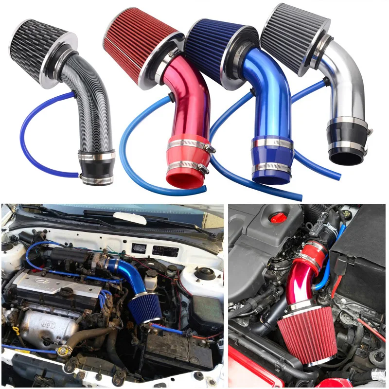 

3" 76mm Universal Car Racing Cold Air Intake System Turbo Induction Pipe Tube Kit Aluminum With Cone Air Filter Inlet