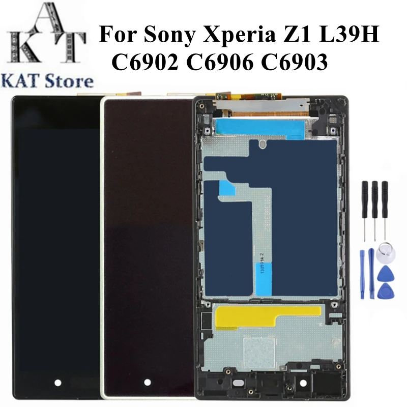 

Сменный ЖК-экран KAT для Sony Xperia Z1 L39H C6902 C6906 C6903, ЖК-дисплей, сенсорный экран с рамкой, запасные части, замена