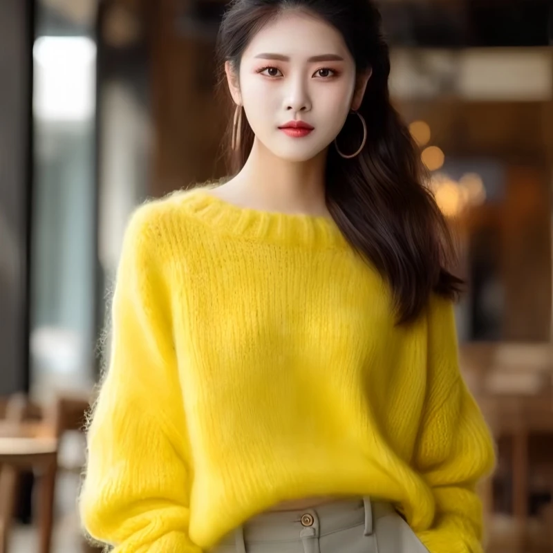 Neploe 2024 осенне-зимние желтые свитера во французском ароматном стиле женские