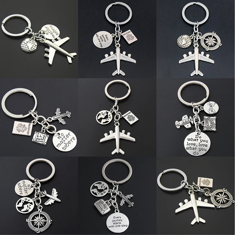 

Key Holder Keychain Luxury Pendant Key Chain Ring Kpop Accessories Plane Earth Journey Keyring Car Bag Phone Charm For Women Men