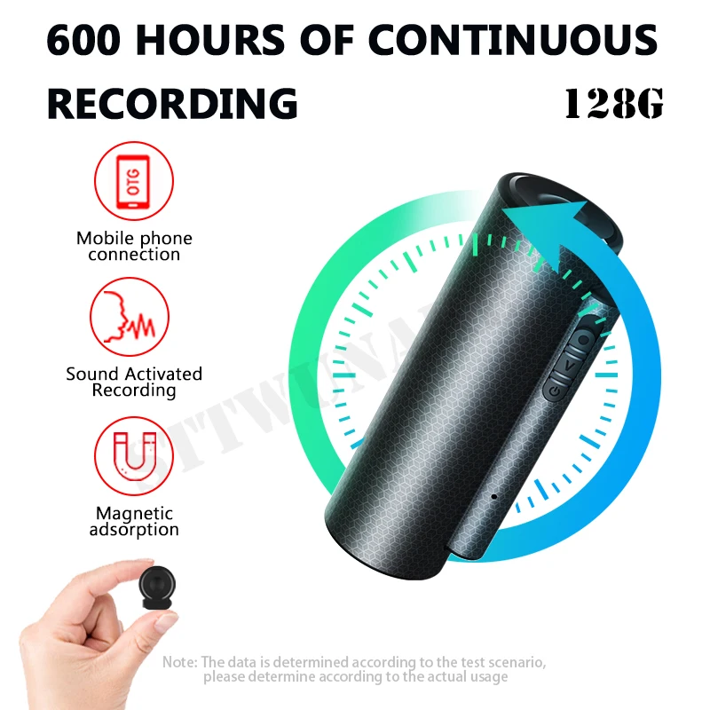 600 Hours Digital Recording Device Professional Sound Dictaphone Audio Listening Micro Record Portable Small