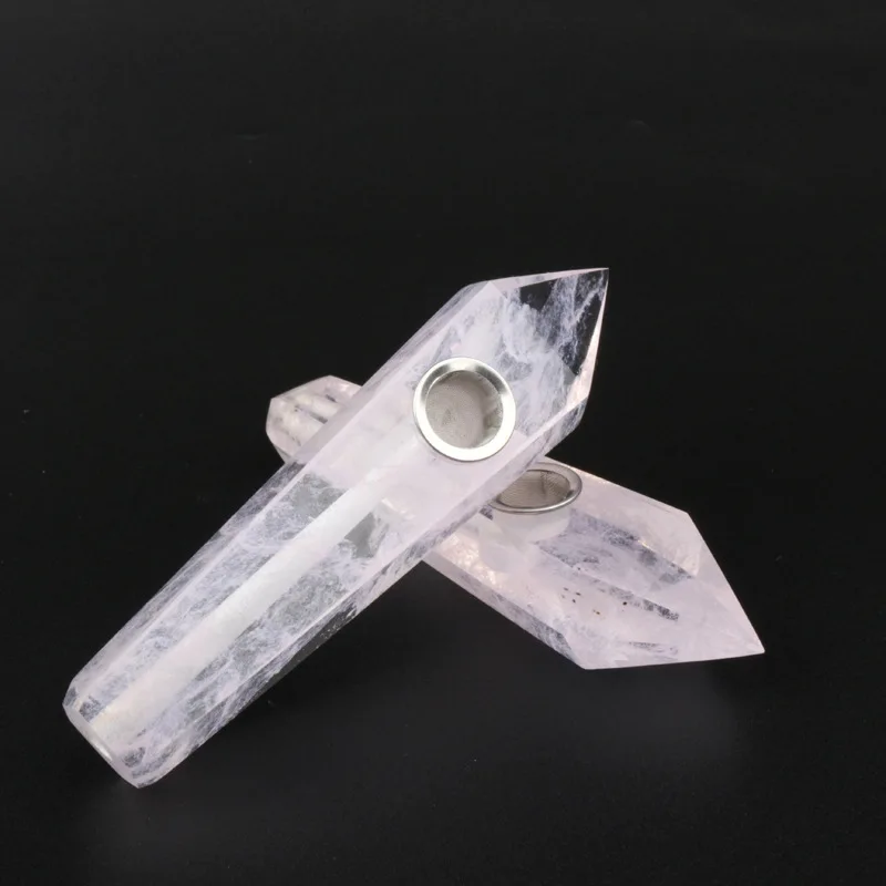 

Розовая плавильная трубка в подарочной коробке, Кварцевая курительная трубка, лечебный драгоценный камень, 1 шт., Исцеляющие кристаллы