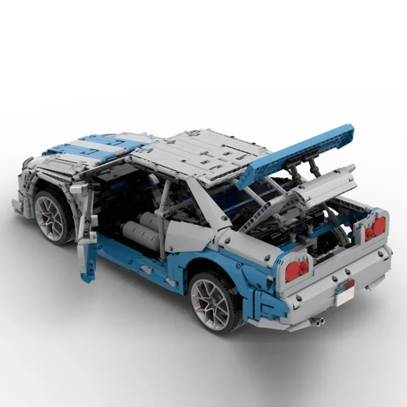 Фото Новый Moc масштаб 1:8 Skyline GT-R R34 суперкар гоночный автомобиль спортивная модель строительный блок кирпичи игрушки для детей подарки на день рождения мальчик №4