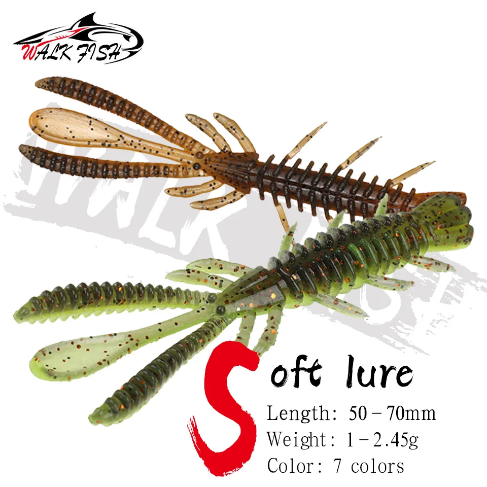 

WALK FISH 50mm 60mm 70mm Floating Fishing Soft Lure Jig Wobblers Swimbait Silicone Baits Shrimp Bass Perch Lure Artifical Bait