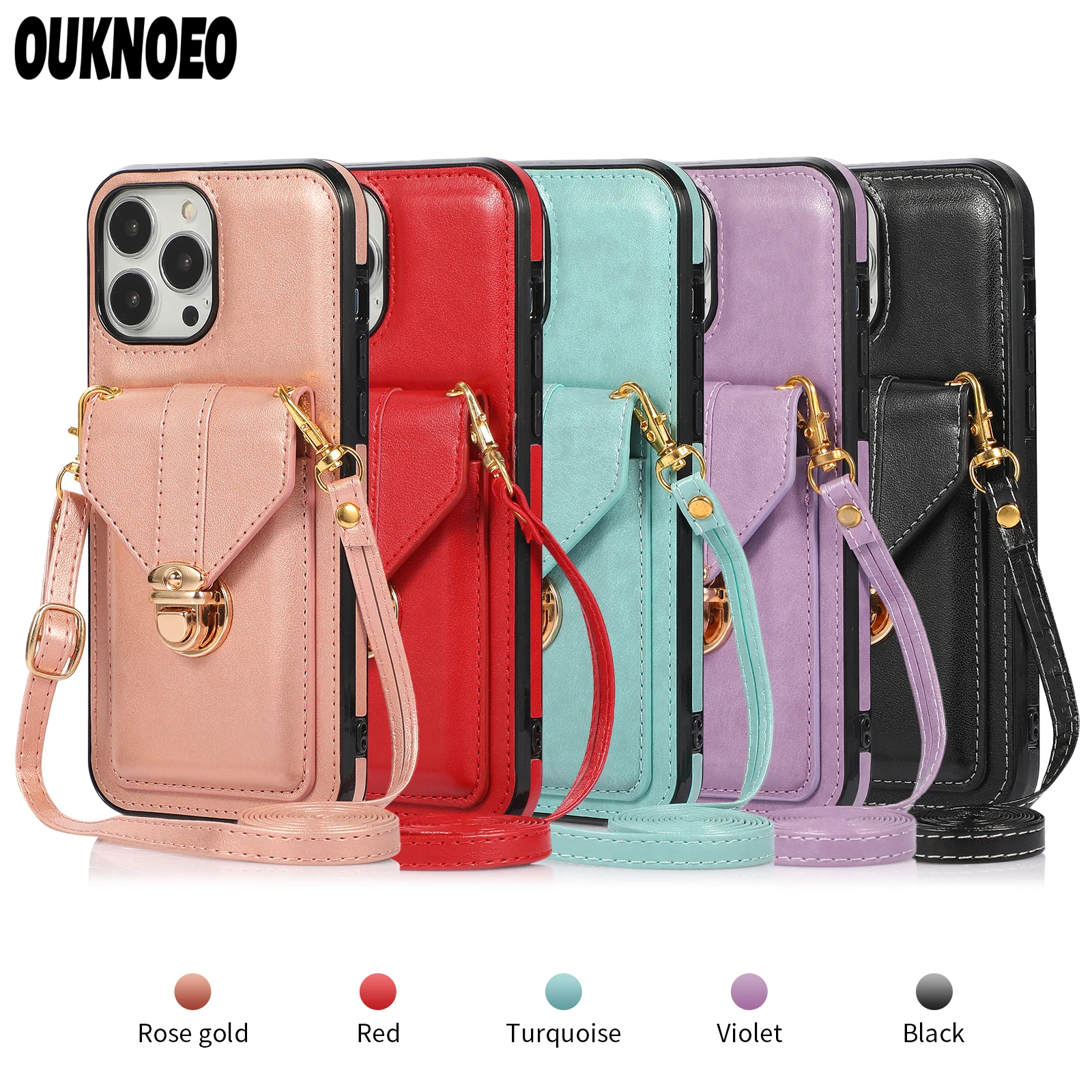 

Lanyard Phone Case For iPhone 14 Plus Pro Max 13 12Mini 11Pro XS Max 7 8 6s Plus XR SE Fashion Card Holder Protection Back Cover