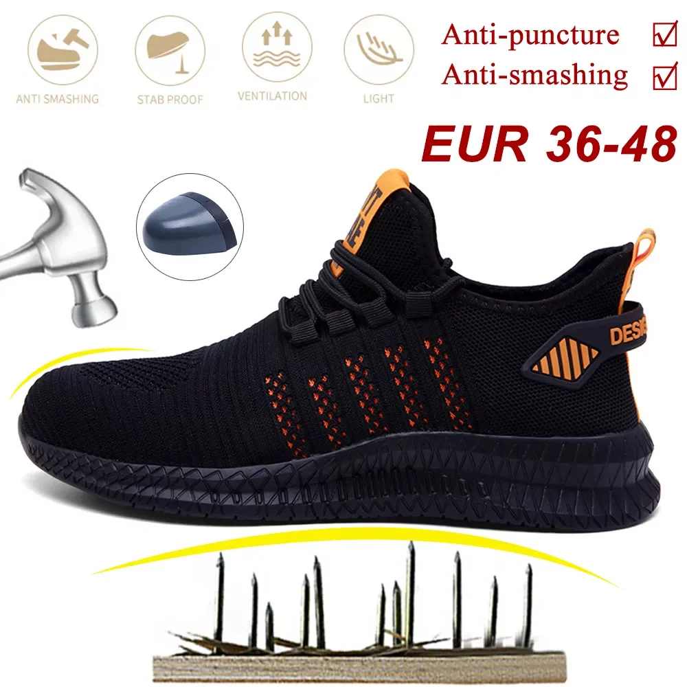 

Safety Shoes Non-slip Waterproof Anti-smashing Steel Toe Puncture Working Boots Lightweight Fashion Sneakers For Men Women