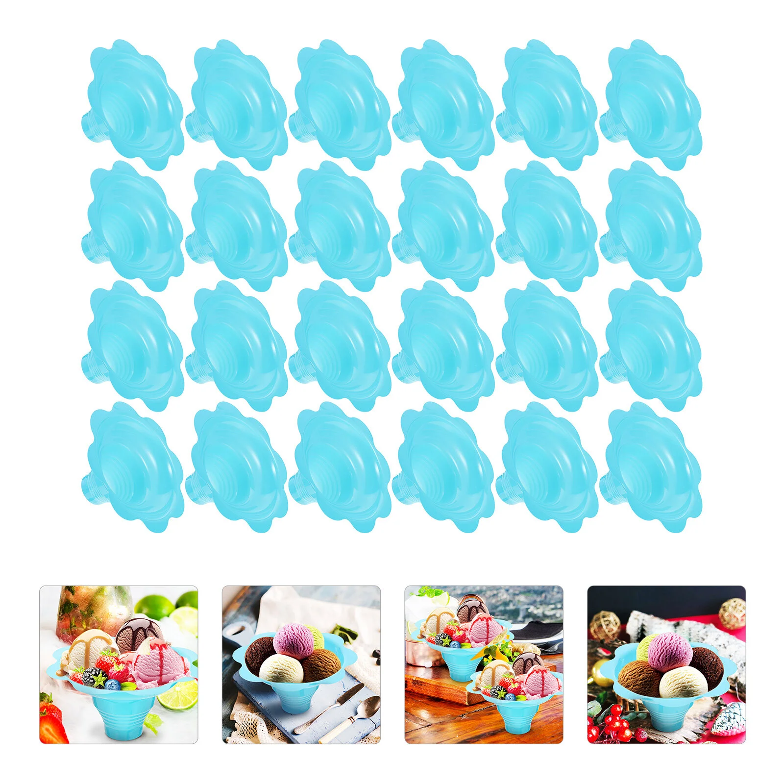 

50 Pcs Snow Cone Water Ice Cup Disposable Dessert Plastic Platter Cream Bowl Creative The Pet Iced Food Bowls