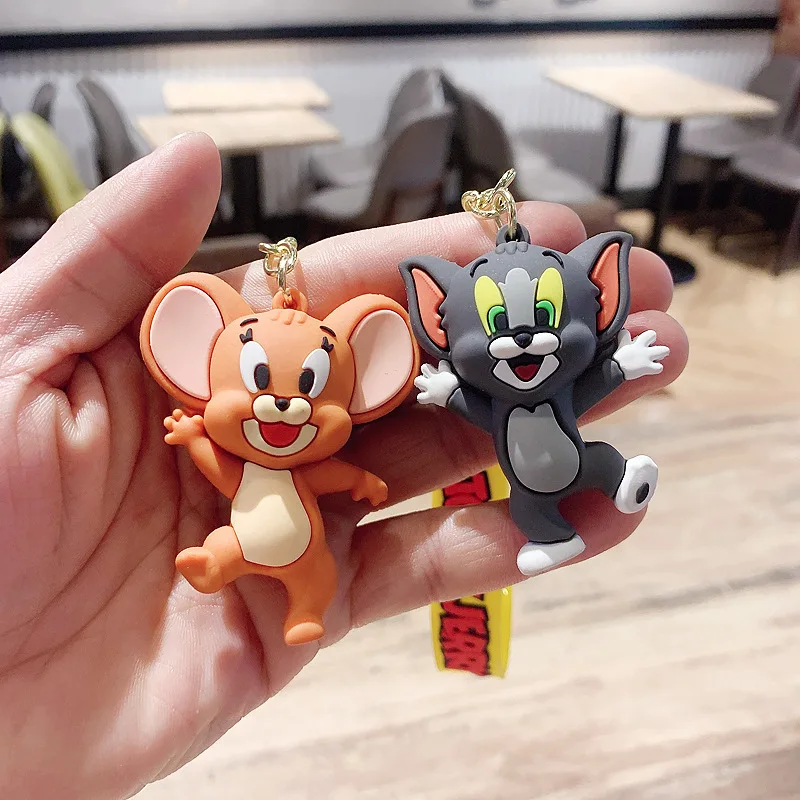 

Creative Anime Cartoon Cat and Mouse Keychain Pendant Couple Car Pendant Gift