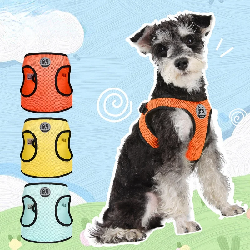 

3pcs Dog Harness Leash Set for Small Dogs Adjustable Puppy Cat Harness Vest French Bulldog Chihuahua Outdoor Walking Lead Leash