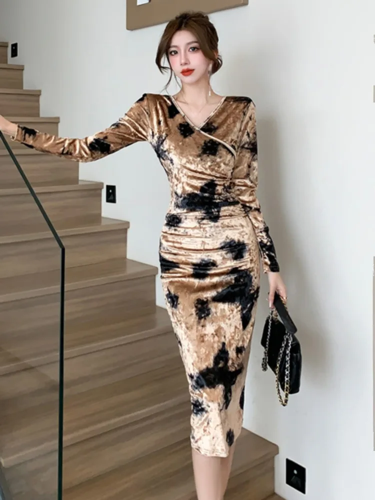 Ezgaga винтажные сексуальные платья женские с v-образным вырезом и цветочным