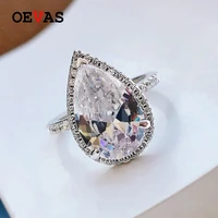 oevas 100 925 sterling silver 914mm water drop high carbon diamond rings for women sparkling wedding party fine jewelry gifts