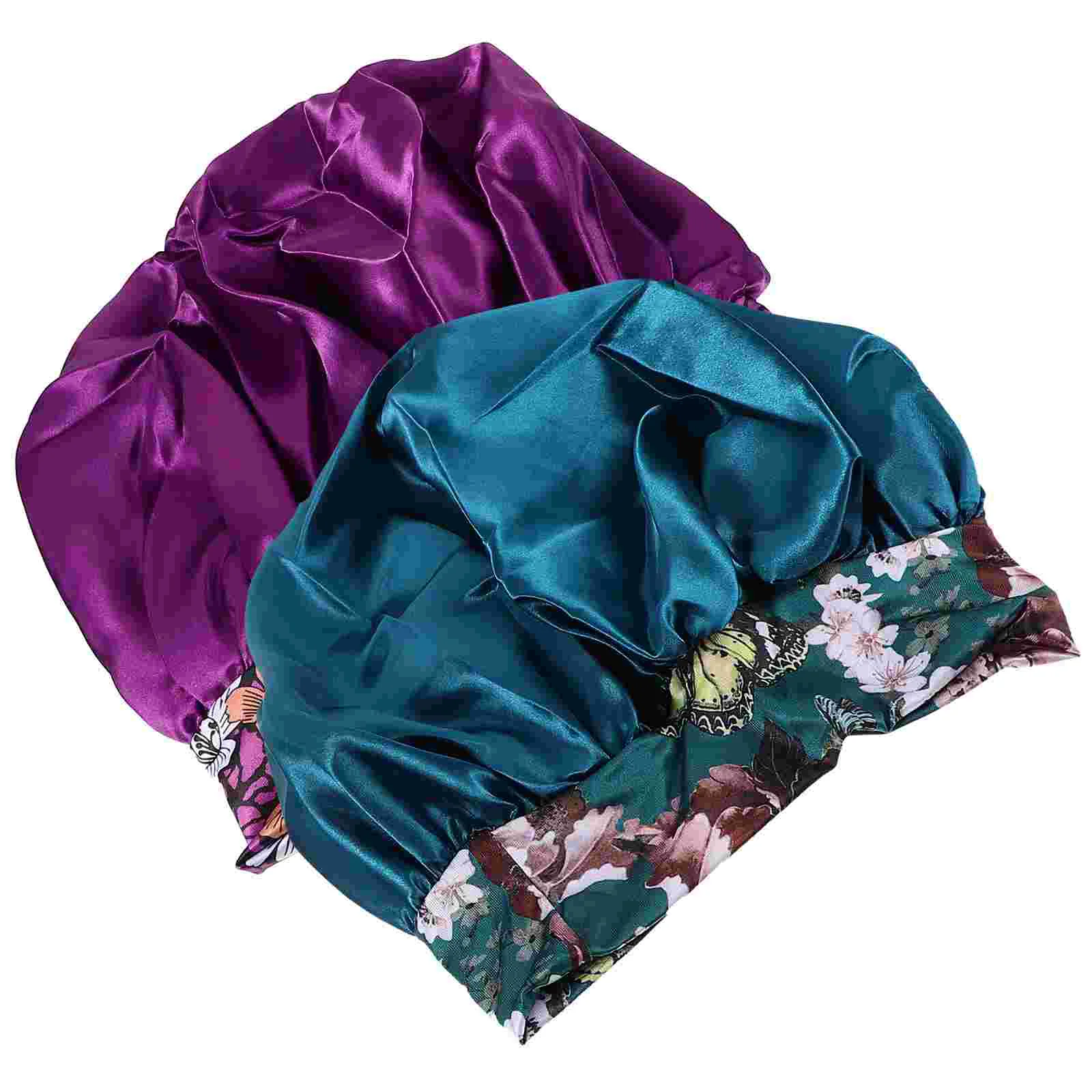 

2 Pcs Shower Caps Decorate Sleep Hat Adults Aldult Sleeping Hair Bath Polyester Women Reusable
