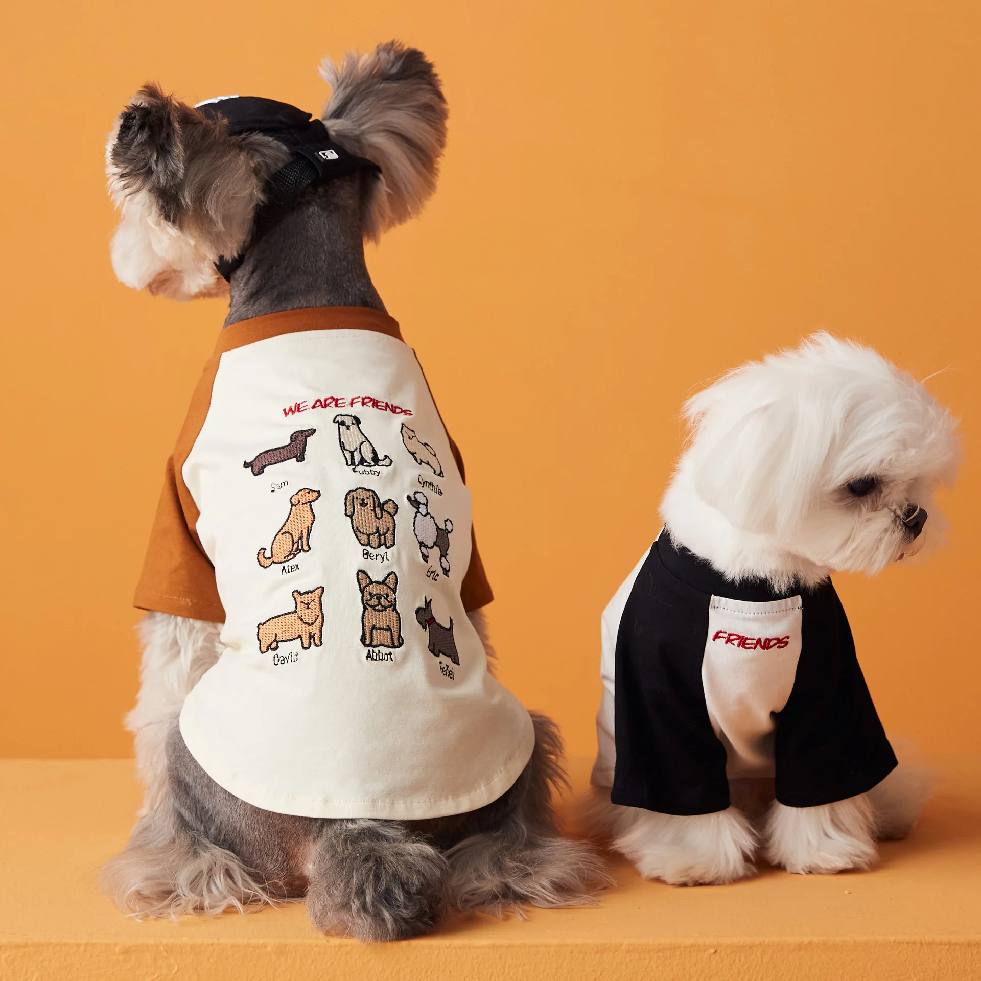 

Little Dog Clothes Summer Thin Contrast Embroidered Marquis Yorkshire Teddy Schnauzer Bome Short Sleeve T-shirt