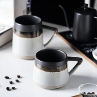 large coarse pottery coffee mug retro ceramic mug coffee cup with handle milk breakfast creative home office afternoon tea mug