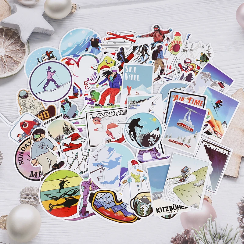 

50 шт., наклейки для багажа, ноутбука, скейтборда, сноуборда, холодильника