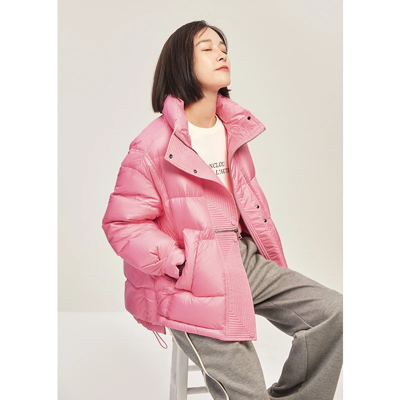 SHUCHAN 90%  White Goose Down  Winter Jacket Women  Casaco Feminino Inverno 2022  Japan Style  Wide-waisted  Zipper  Spliced