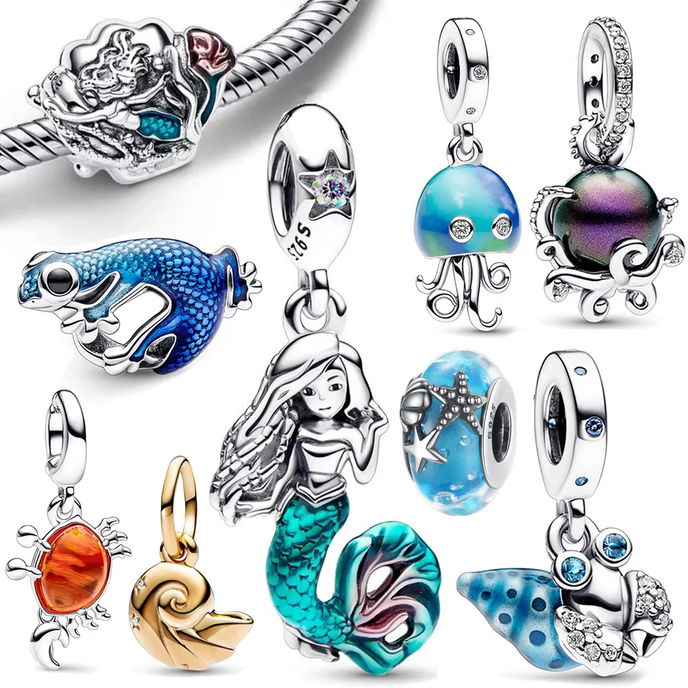 Disney Series Mermaid  925 Sterling Silver Charm Fit Pandora Bracelet Bead Charms Silver 925 Original for Jewelry Making Gift