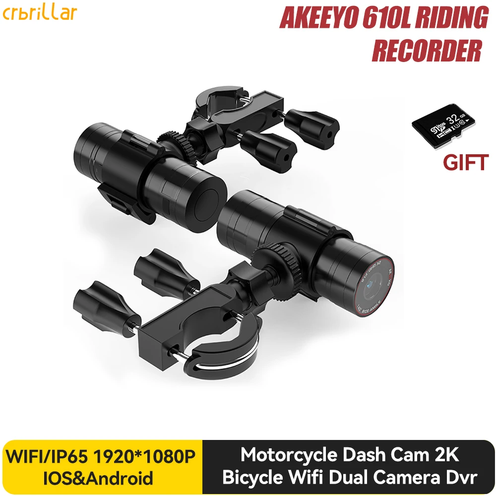 Motorcycle Dash Cam 2K FHd Helmet Moto Bicycle Wifi Dual Camera Dvr Night Vision Waterproof Driving Recorder