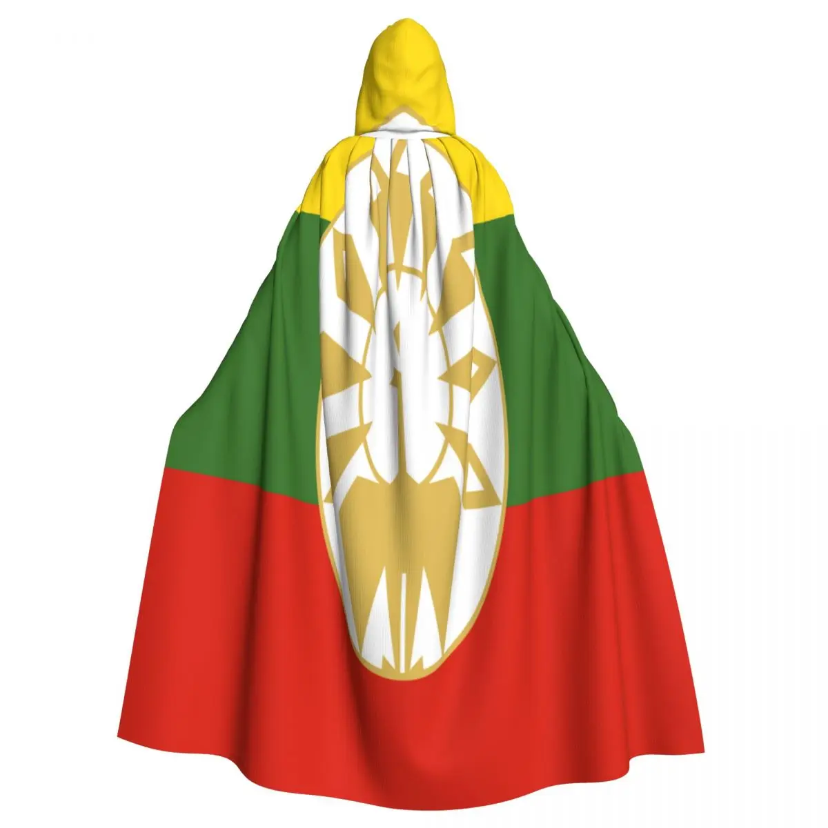 

Flag Of The State Of Burma Hooded Cloak Polyester Unisex Witch Cape Costume Accessory