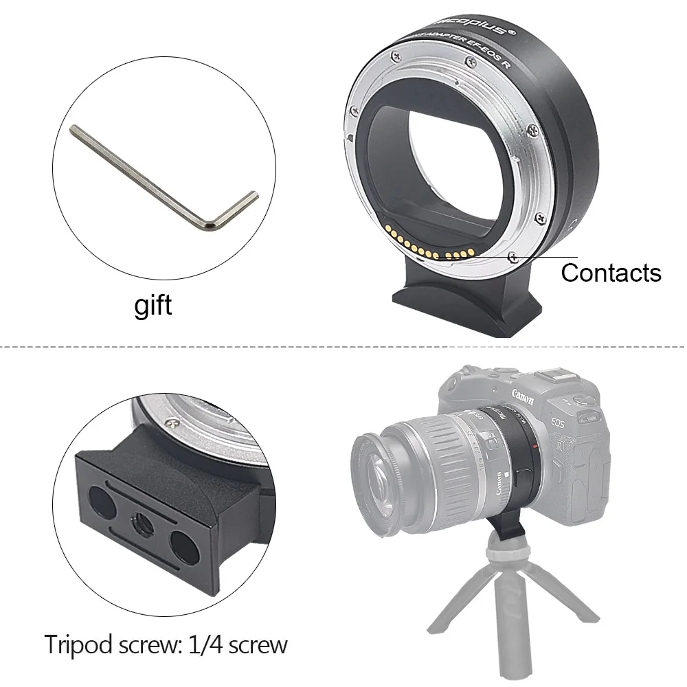 Фото Кольцо-переходник для объектива Mcoplus EF-EOS R с автофокусом для объектива Canon EF/EF-S на Canon RF EOS R RP R3 R5 R50 R6 R7 R8 R №5