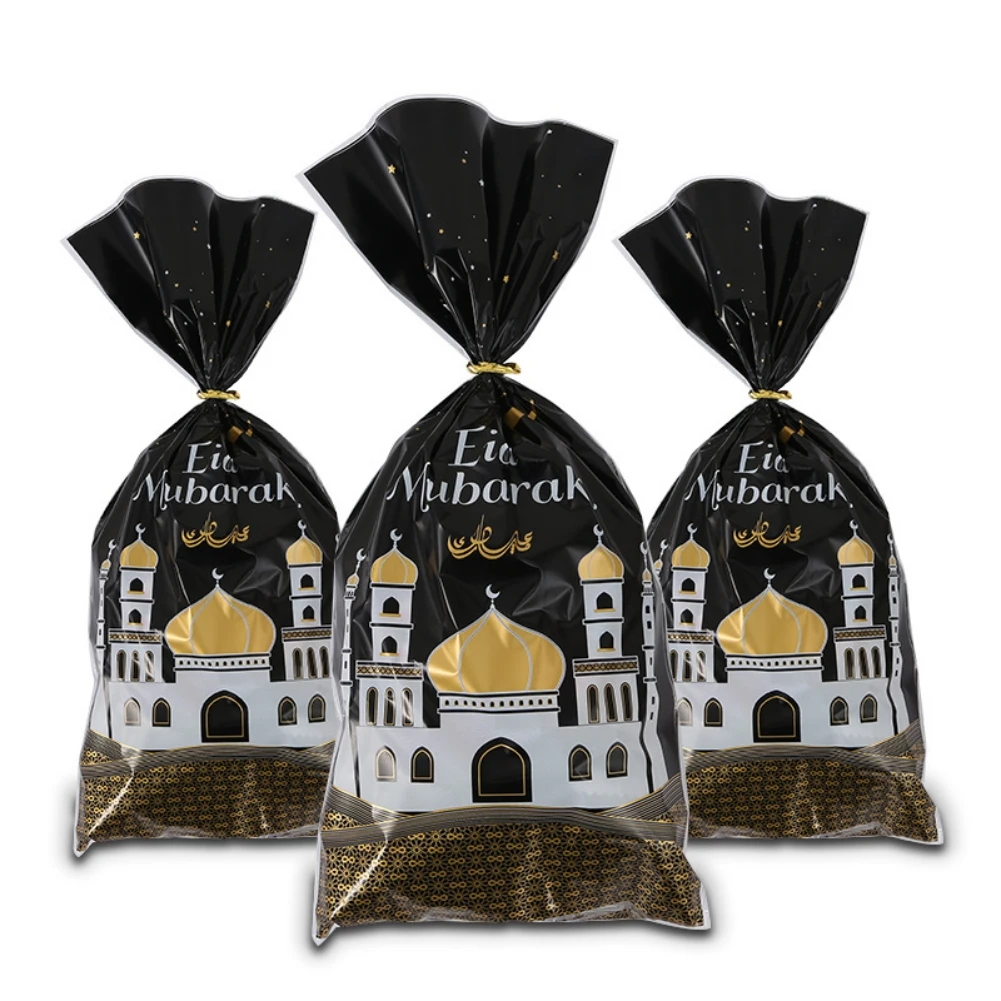 

25pcs Eid Mubarak Gift Bags Plastic Candy Cookie Bag Ramadan Kareem Decoration 2023 Islamic Muslim Party Supplies Eid Gifts
