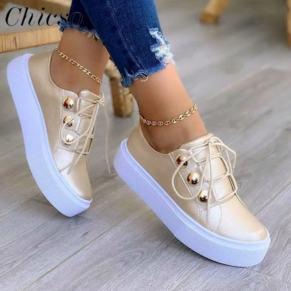 

Women's Casual Shoes 2023 Spring New Round Toe Ladies Lace Up Comfy Loafers Home Outdoor Running Walking Sport Sneakers