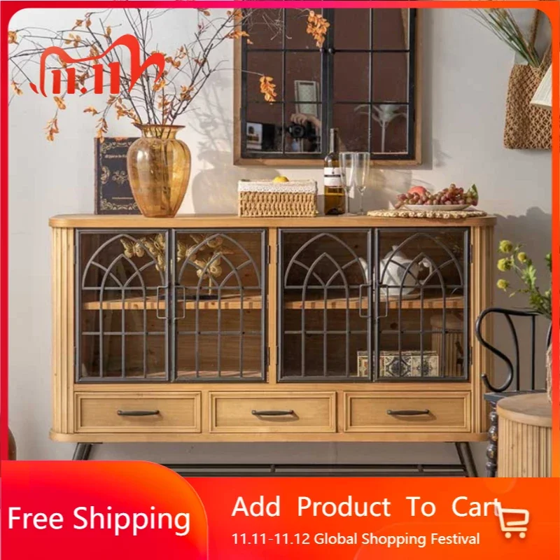 

Скандинавская компактная боковая панель среднего века, роскошная деревянная боковая панель для хранения Armario De Cocina, домашняя мебель MR50S