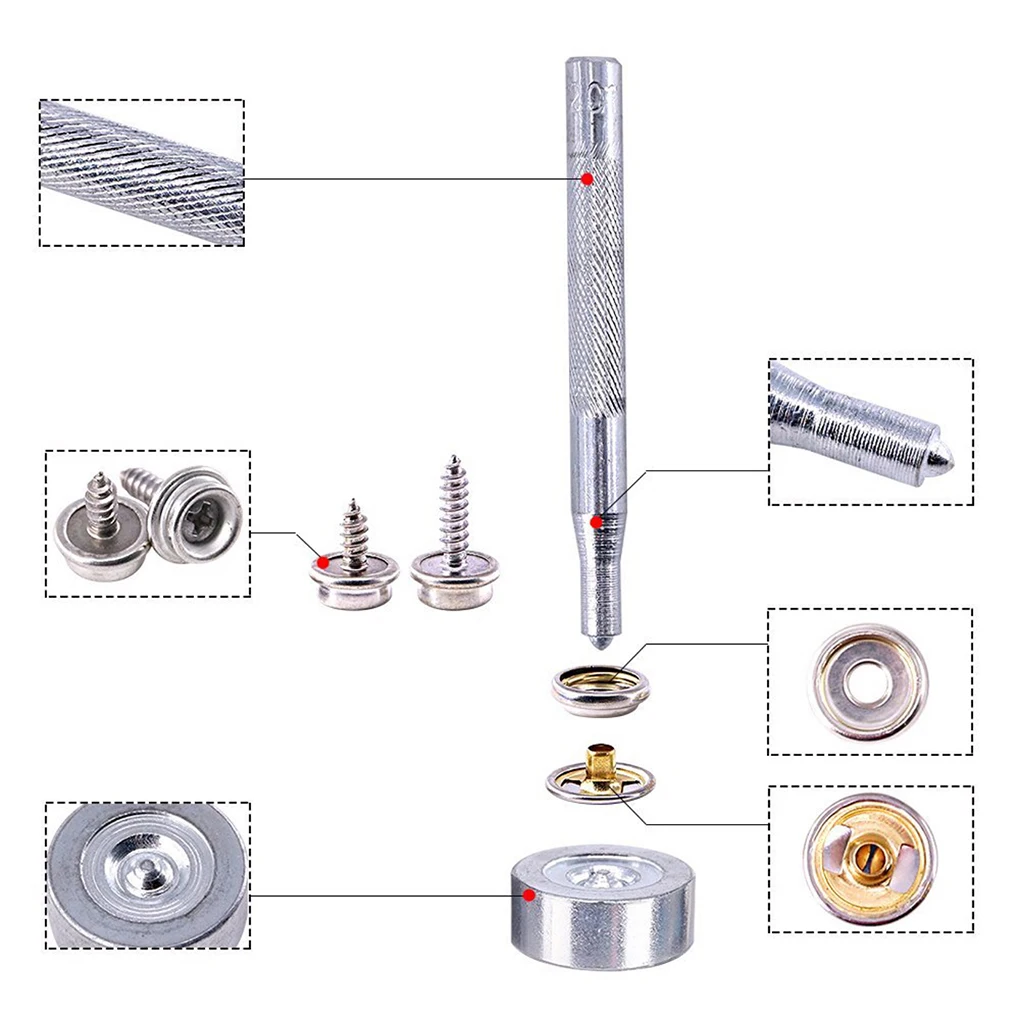 

120 Pieces/Kit Stainless Steel Boat Canvas Snap Button Portable Heavy Duty Upholstery Ship Fastener with Storage Box