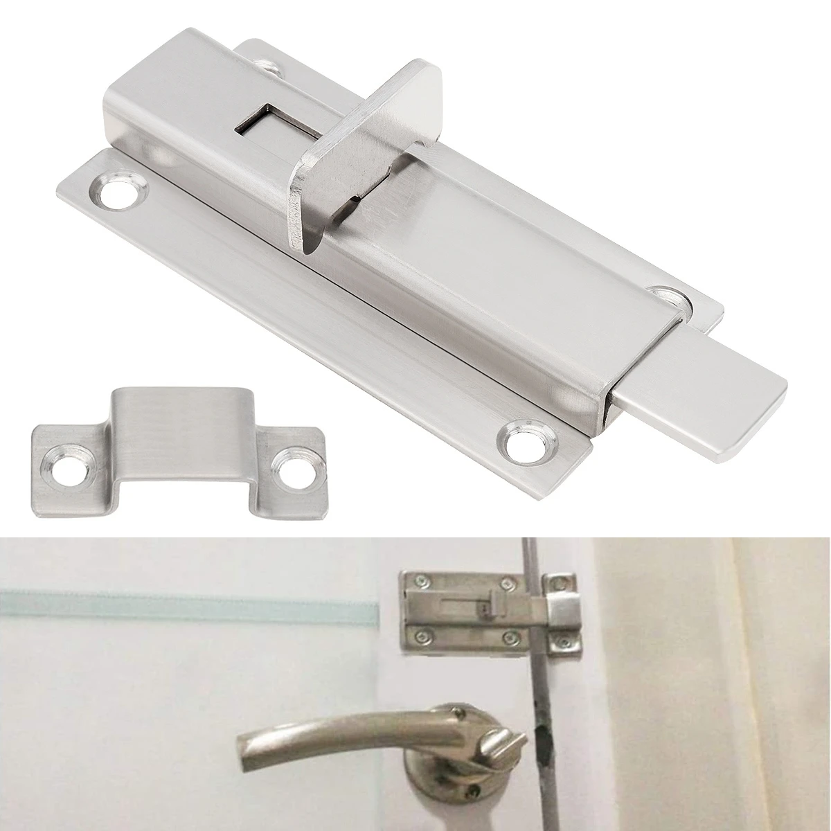 

4inch Stainless Steel Door Bolts Latch Sliding Door Lock Surface Mounted Slide Bolt for All Types of Internal Doors