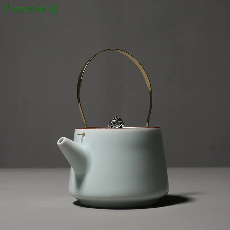 Керамический чайник цвета индиго глазури в японском стиле ручка чайный горшок