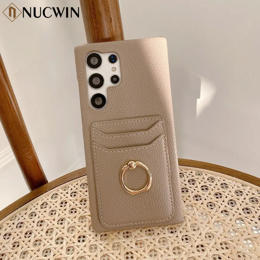 

Luxury Litchi Leather Card Slot Wallet Phone Case For Samsung S23 Ultra S9 S10 S20 S21 S22 S23 Plus Note 8 9 10 20 Ring Cover
