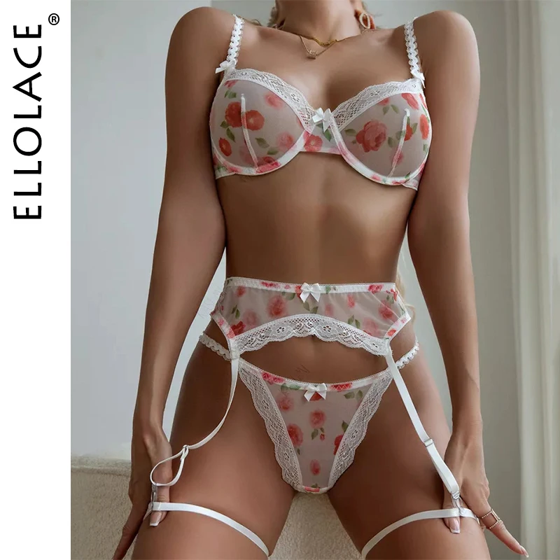 Нижнее белье Ellolace ультра сексуальное кружево с цветочным принтом