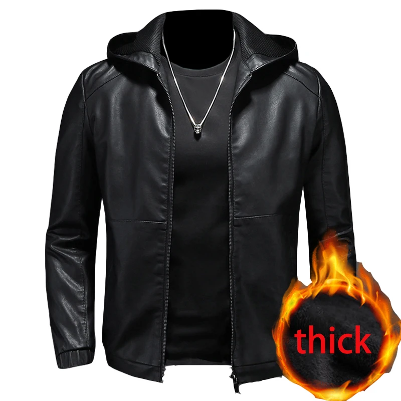Новинка 2023 мужская зимняя куртка из искусственной кожи с бархатной подкладкой
