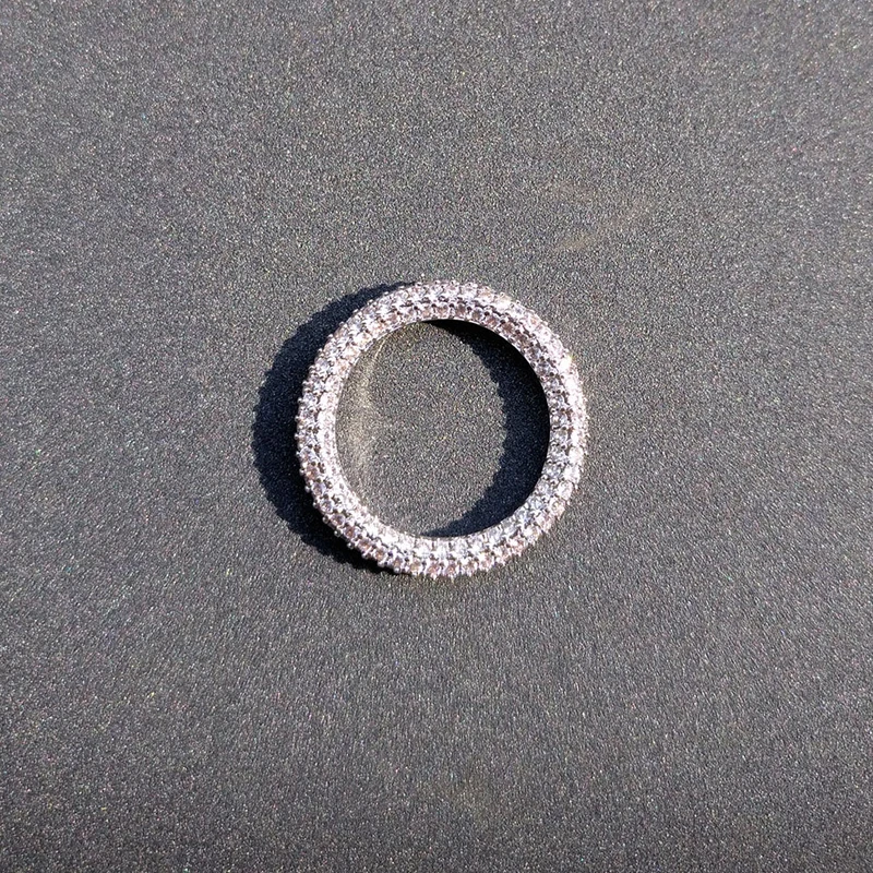 

Amoo Women Simple Full Diamond Ring 925 Sterling Silver Ring Round Classic Lovers Girl Dating Party Valentine's Day Jewelry Gift