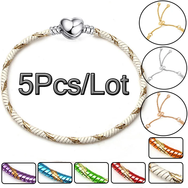 

5 шт./лот 16-21 см Посеребренная змеиная цепочка «сделай сам», очаровательный браслет для женщин, подходит для DIY брендовых браслетов, браслет, ...