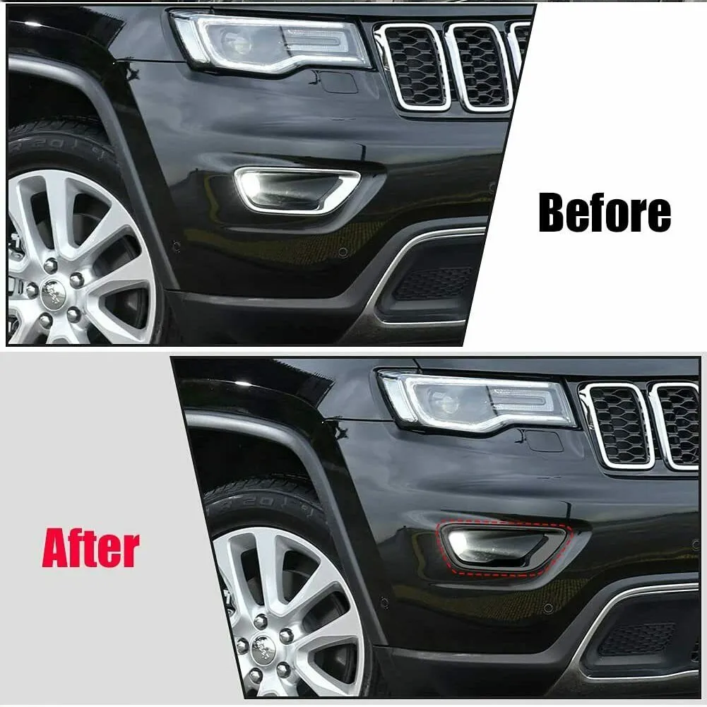 

For Jeep Grand Cherokee 2017 2018 2019 2020 2021 Limited Laredo Overland Trailhawk Front Fog Light Cover Fog Lamp Trim sticker