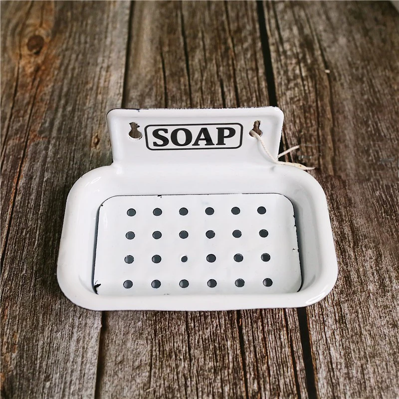 

Antique Enamel Drainage Dish Wall Soap Holder