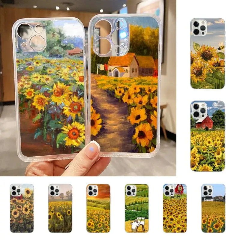 

YNDFCNB Painted Sunflower Scenery Phone Case For Iphone 7 8 Plus X Xr Xs 11 12 13 Se2020 Mini Mobile Iphones 14 Pro Max Case
