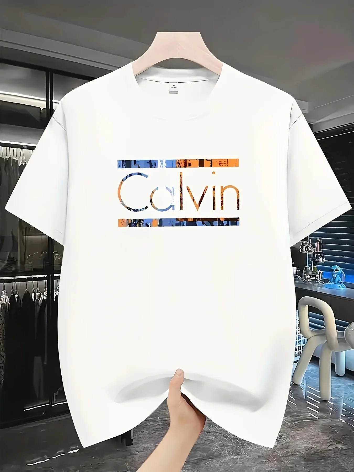 Фото Мужская футболка Calvin 2025 года, модные хлопковые футболки с короткими рукавами для отдыха, высококачественная футболка люксового бренда, летняя уличная одежда, топы Y2k + №2