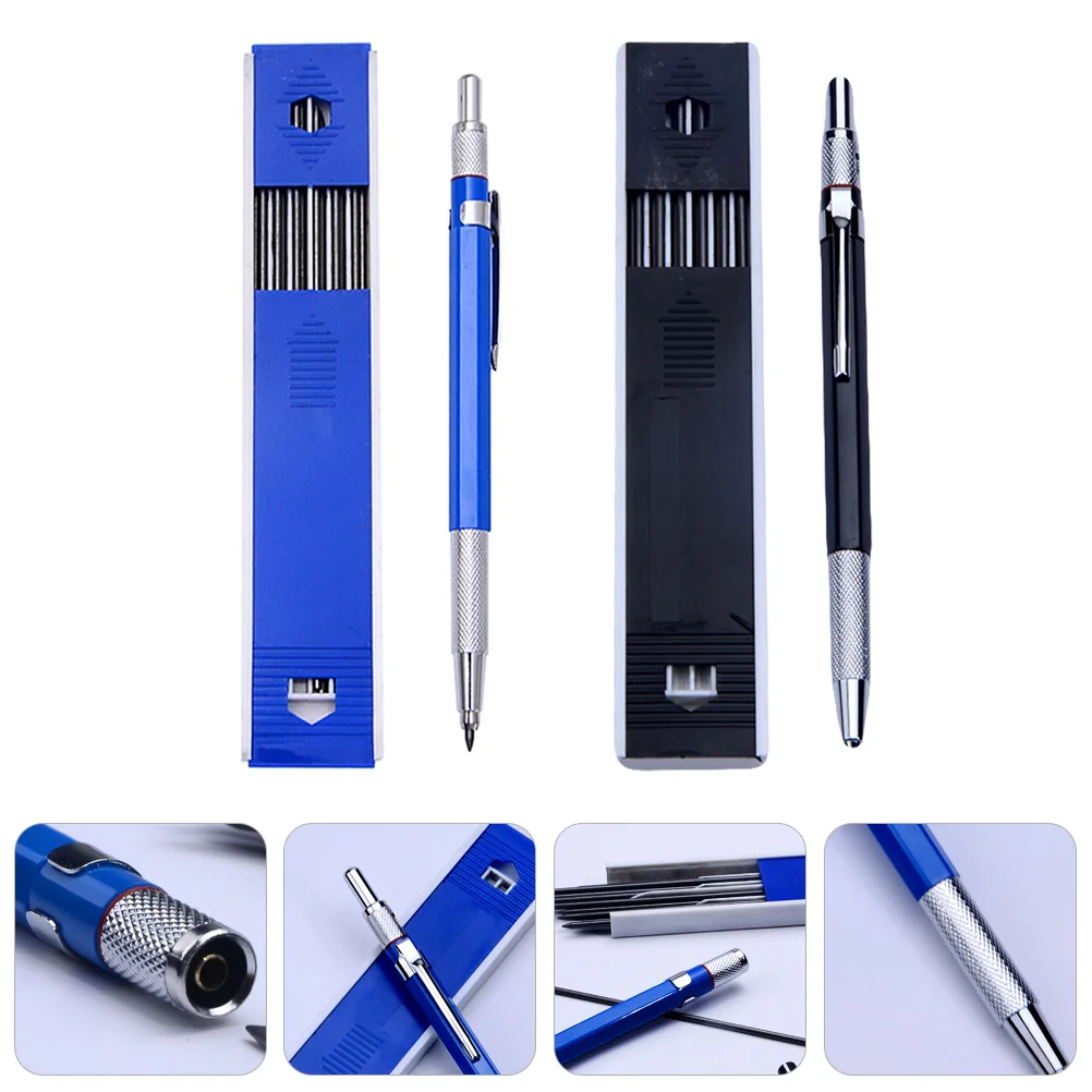 

2 Sets Drawing Engineering Pen Pencils Carpenters Automatic Black Woodworking Suit Non-slips Grip Major Draft