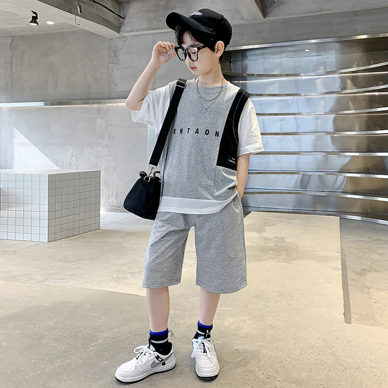Baby Boys Summer Clothing Sports Sets Loose T-shirt+Short Pants 2pcs Suits Boys Tarcksuit Clothes 4 5 6 7 8 10 11 13 14 Years
