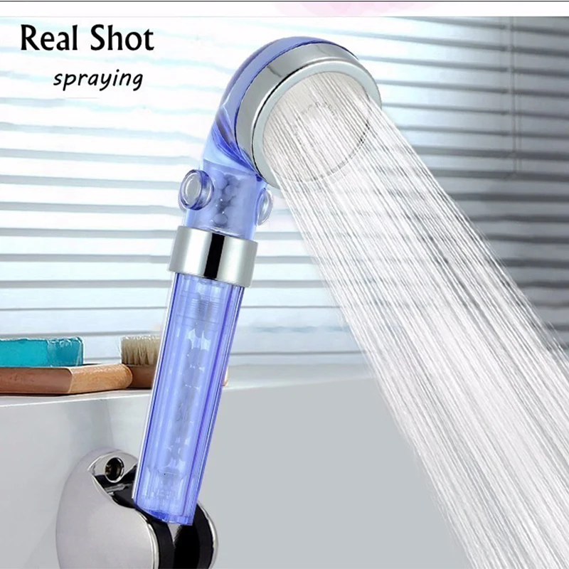 Blue SPA Magnet Therapy ShowerHead Water Saving Transparent Hand High Pressure supercharged Water Filter Bath Nozzle bathroomacc